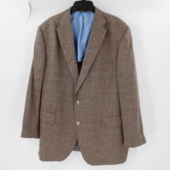 Lanificio di pray silk sport coat Mens 50 Pure Silk Windowpane Herringbone brown